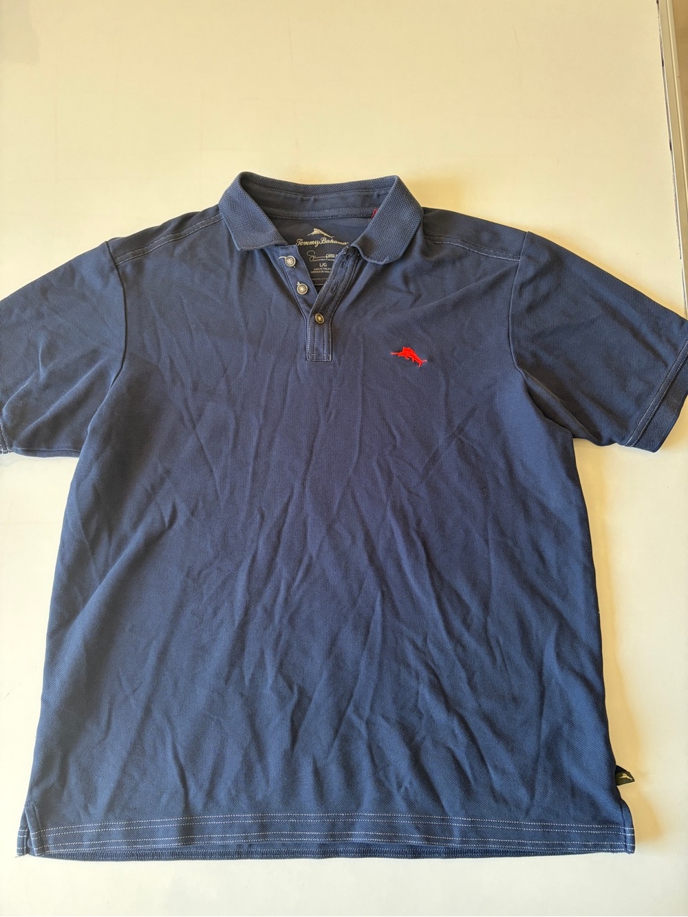Tommy Bahama blue mens short-sleeve polo Pima cotton size large golf casual